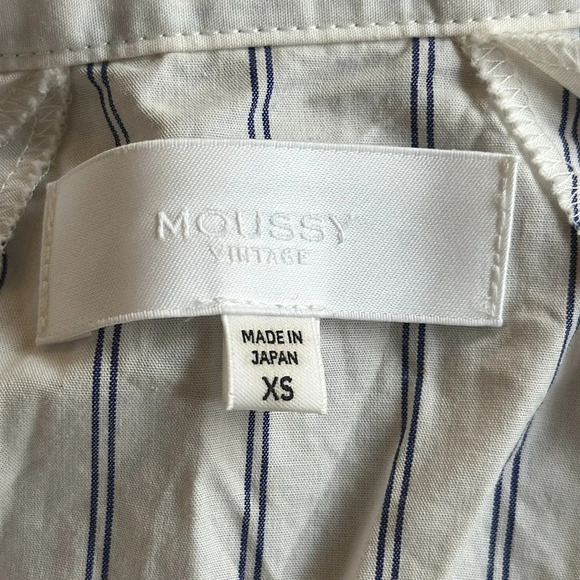 Moussy Vintage sz XS cotton crop striped shirt with vents great pre owned cond - Picture 7 of 8